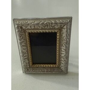 Vtg The Weston Gallery Ornate Silver Gold Beaded Scroll Picture Frame Tabletop